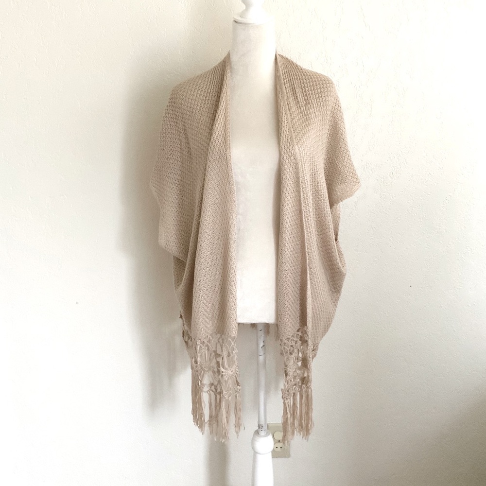 Beige crochet knitted cover up